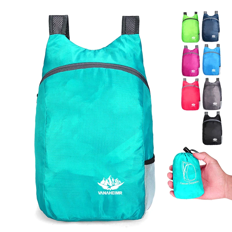 Mochila ligera y plegable para hombre y mujer, morral ultraligero para exteriores, bolsa de viaje deportiva, 20L