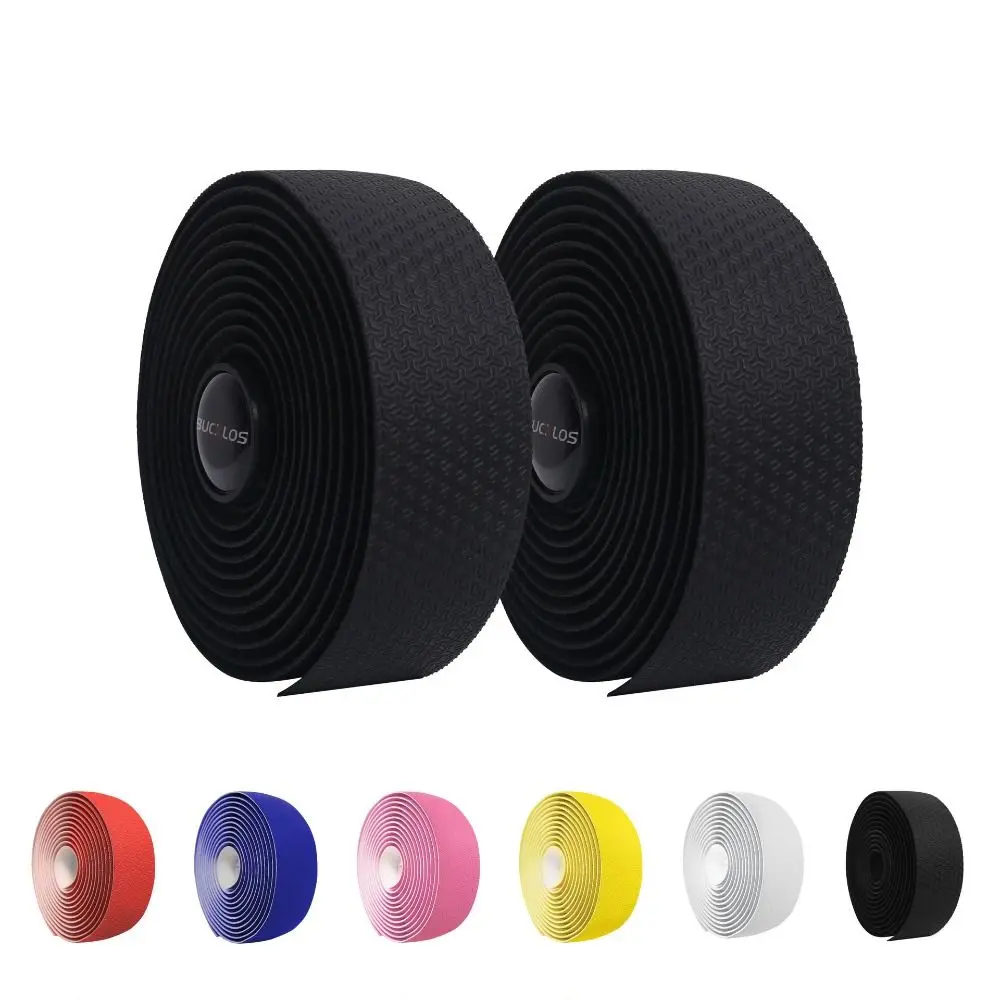 New PU+EVA Bike Handlebar Tape 3D Pattern Anti-Slip With 2 Plugs Waterproof Solid Color Bicycle Handle Belt Straps