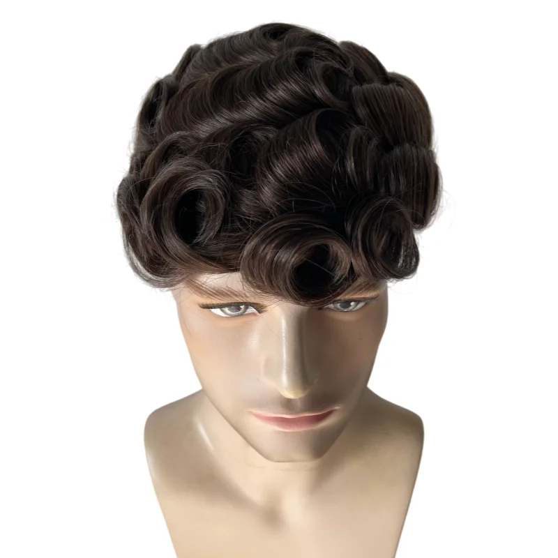 قطع شعر بشري عذراء ماليزية # 5,32 ملم موجة الشعر المستعار 8x10 فولت حلقة 03 وحدة الجلد رقيقة جدا للرجال #6