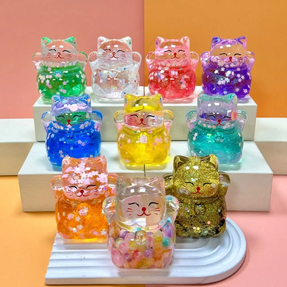 Nagaya Fortune Cat Candy Color Cat Dolls Shiny Lovely Doll Desktop Ornaments Kawaii Cute Cartoon Cat Model Toy Jewelry Gifts