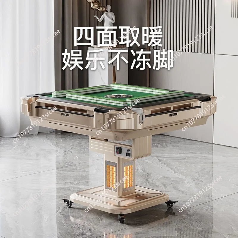 4 Player Automatic Foldable Mahjong Table, European Style Electric Game and Dining Table 2-in-1 Home Use