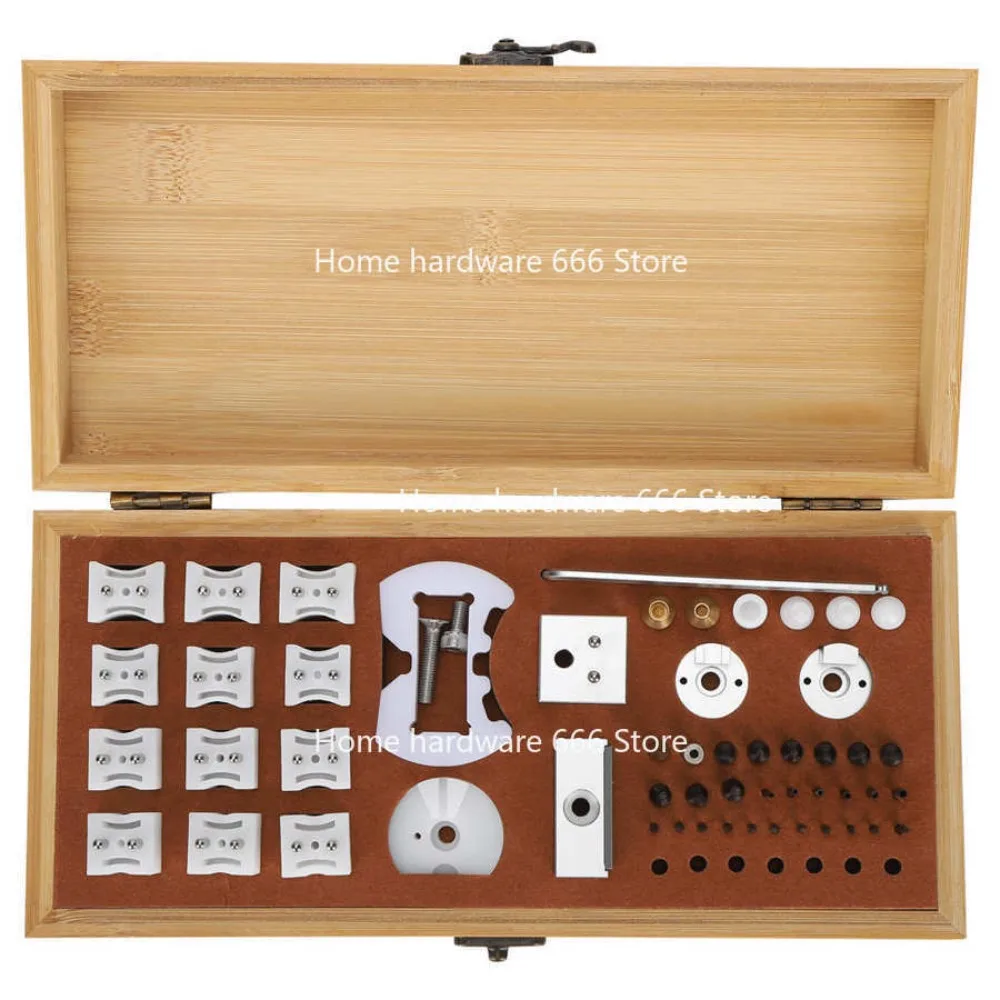 Watch Repair Tools, Pry Bottom Machine Accessories, Wooden Box with Multi-specification Pry Bottom Machine Accessories,