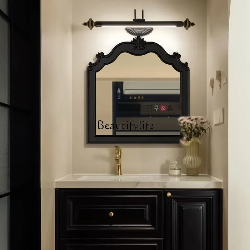 yj5 *European special-shaped bathroom mirror wall-mounted washstand American vanity mirror French retro