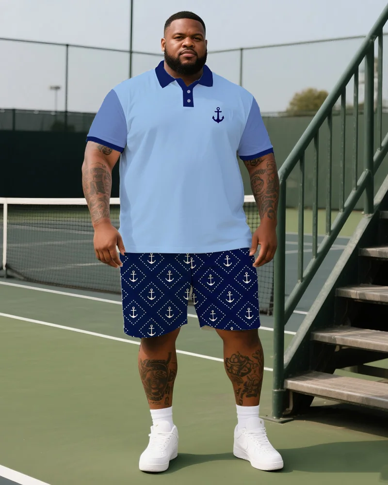 

Big & Tall S-9XL Men's Printed Polo Shirt, Short Sleeve Shirt, and Shorts Set