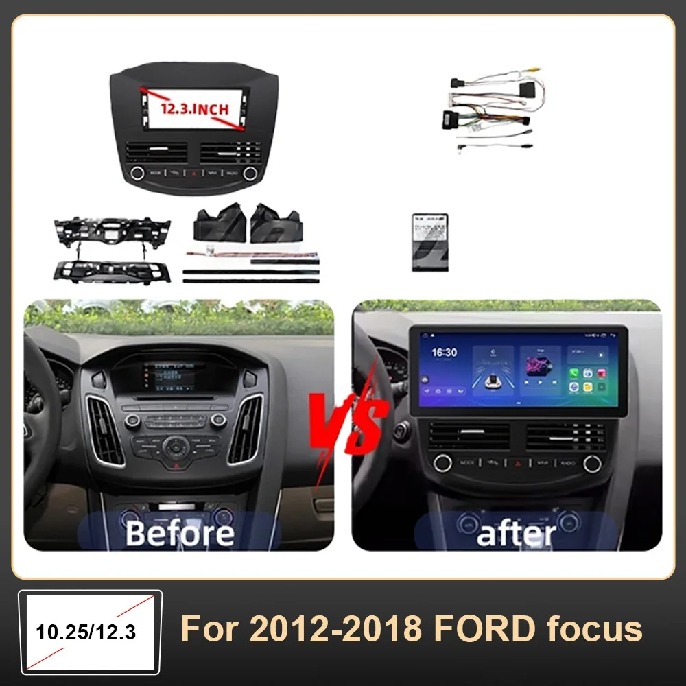 

10.25/12.3 дюймов для Ford Focus 2012-2018: Android автомагнитола, установочная рамка, проводка, Canbus-комплект