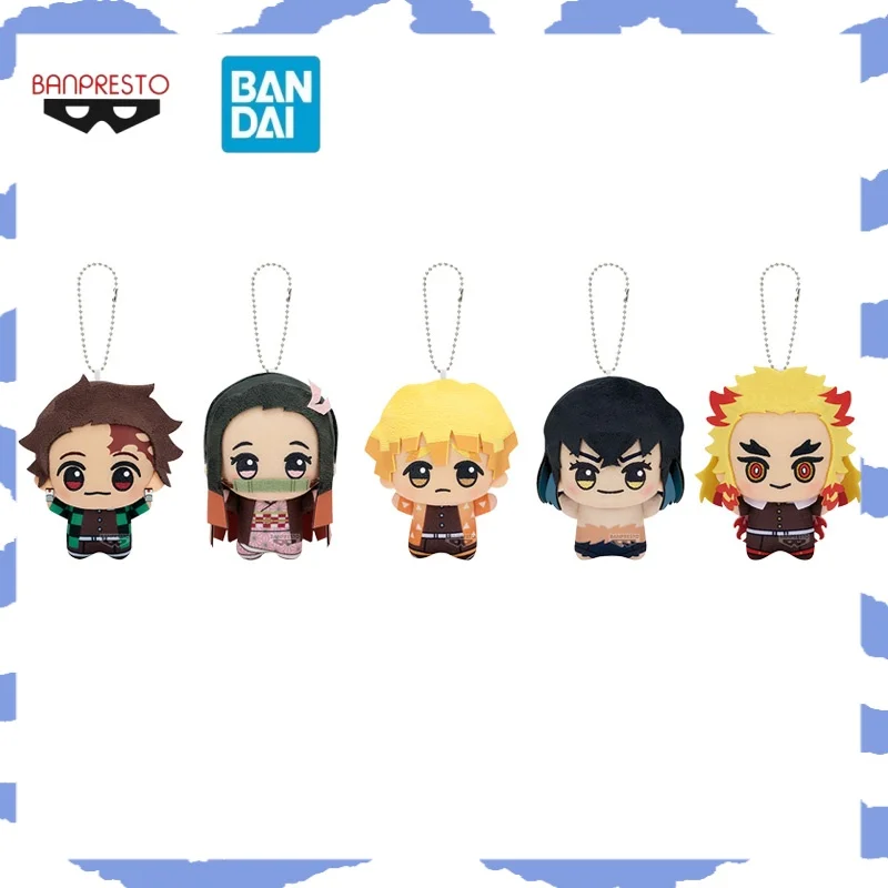 

В наличии Bandai, настоящие плюшевые куклы «Убийца демонов», Tanjiro Zenitsu Nezuko, рюкзак, подвеска, украшение, коллекция, подарок на день рождения