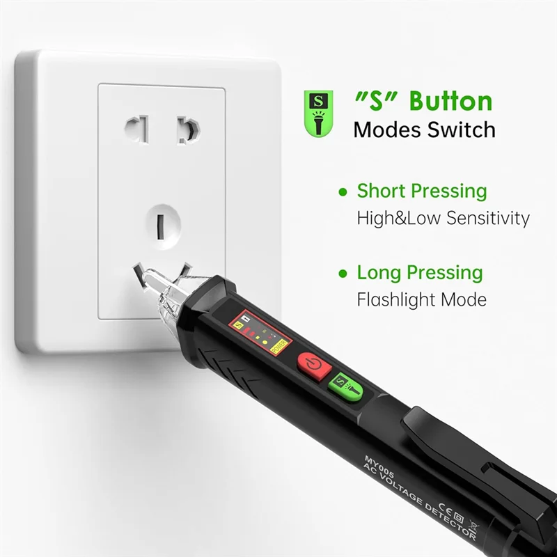 AC56-Penguji Tegangan dengan Tampilan Digital LED, Rentang Ganda 12-1000V AC/48-1000V AC, Pena Penguji Listrik Non-kontak