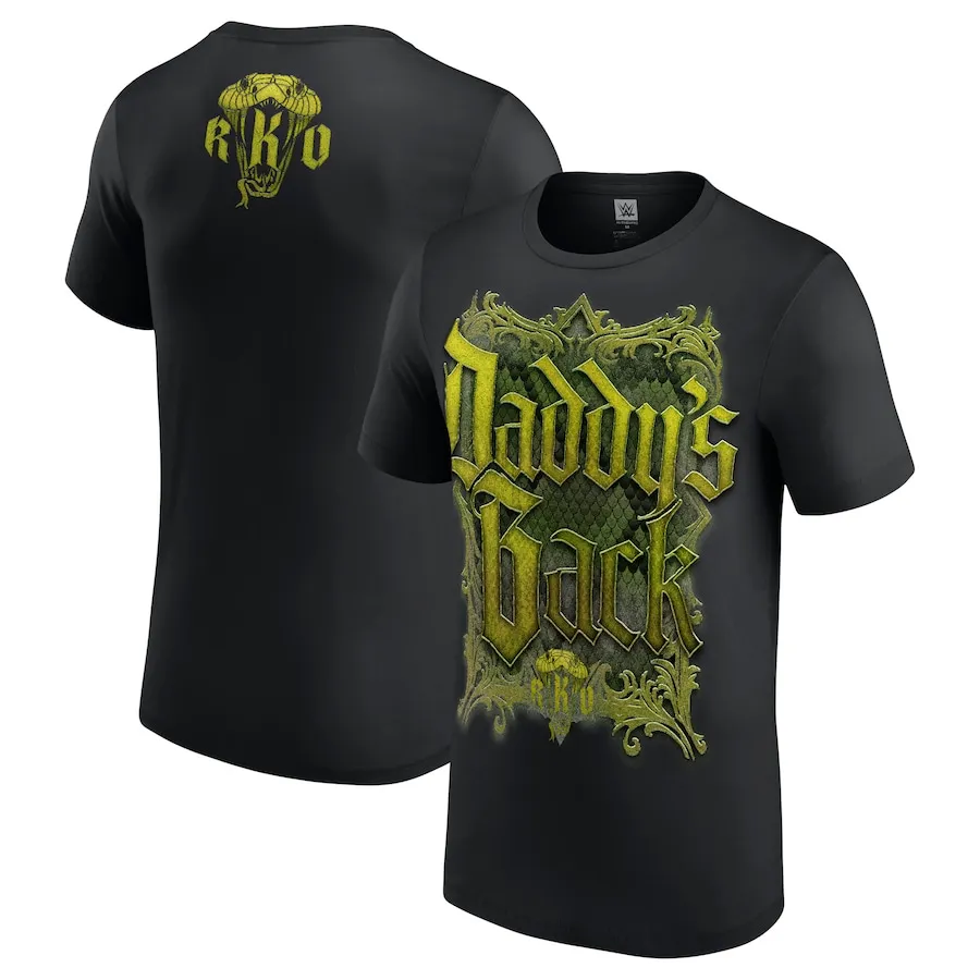 Men's Black Randy Orton Snakeskin Daddy's Back T-Shirt