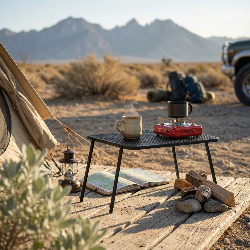 Vehicle Tire Mounted Table Foldable Tire-Mounted Table Furniture Sturdy Sturdy for Overlanders, Tailgating, Road Trips