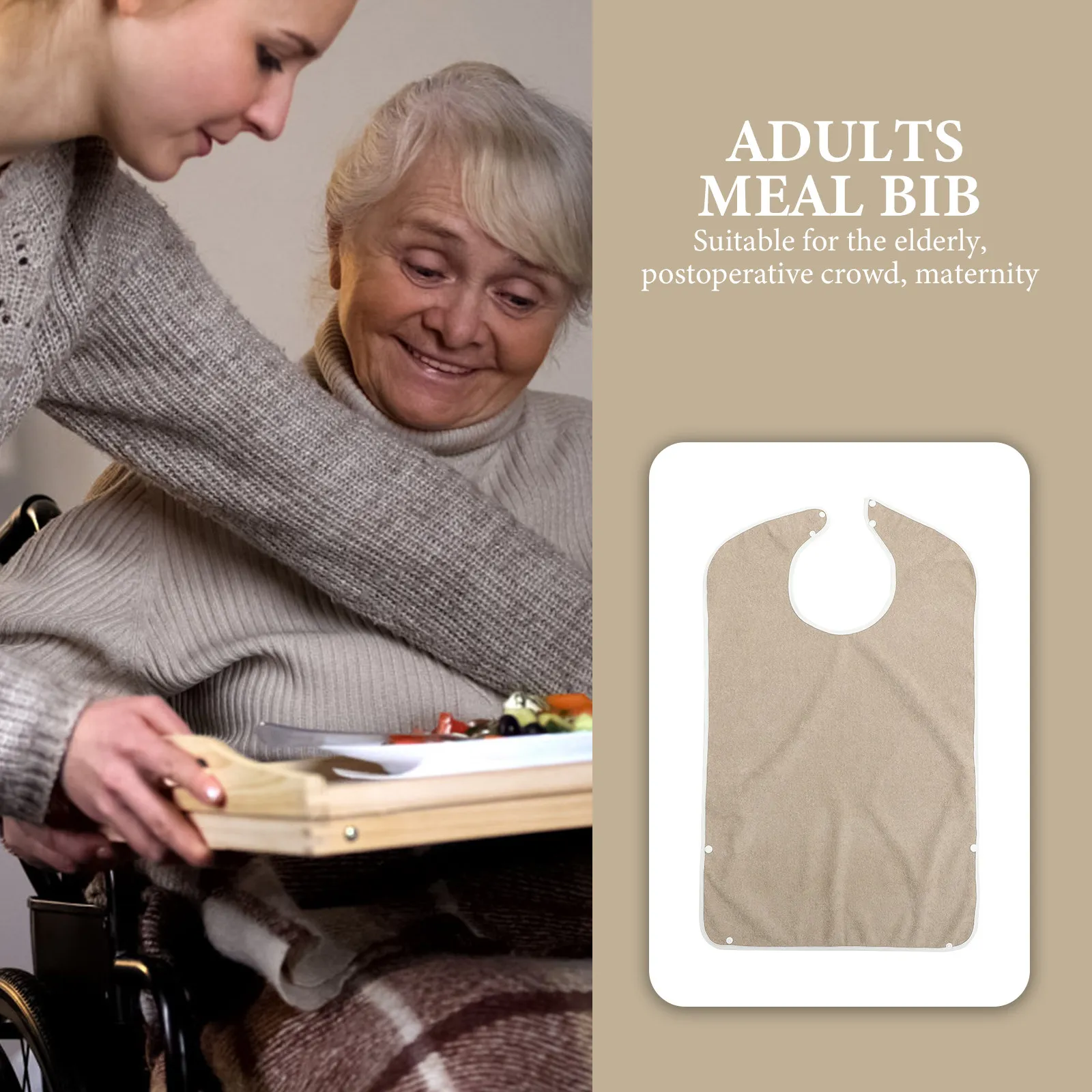 Heavy Duty Waterproof Adults Eating Bib for Bedridden Seniors Dexterity Issues Washable Reusable Meal Protection Clothing Guard