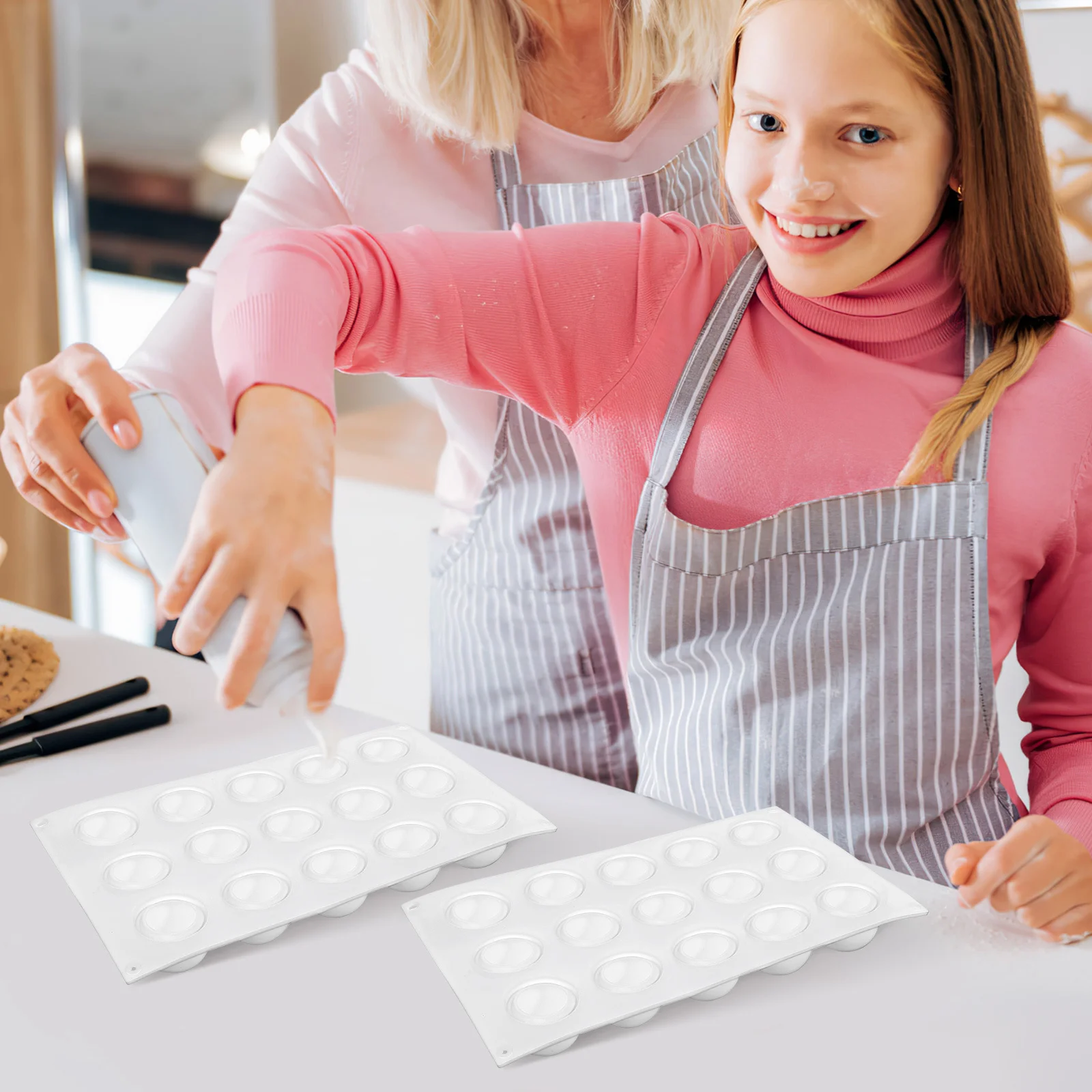 

2Pcs Silicone Mousse Mold Round Sphere Cake Molds Baking Chocolate Dessert Pastry Kitchen Tools Silicone Chocolate Candy Molds