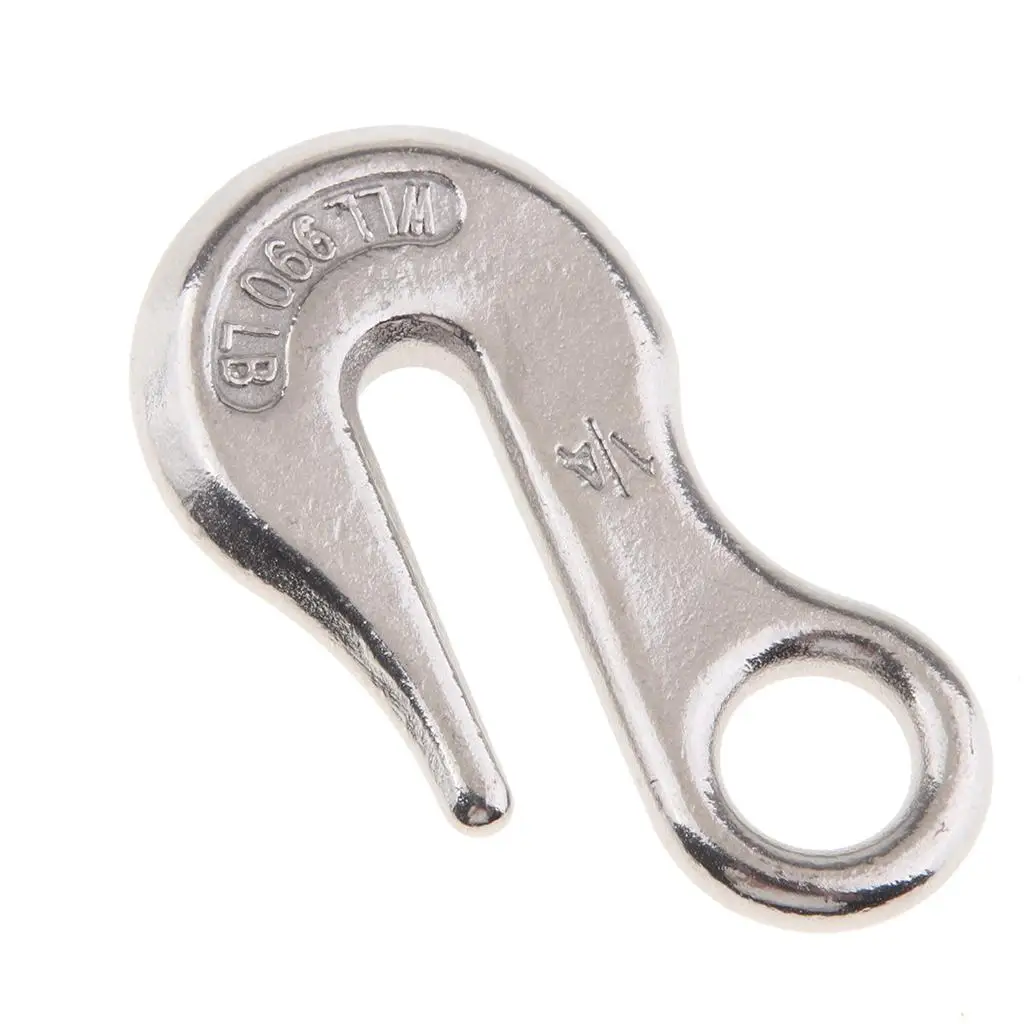 

1/4" Eye Hoist Lifting Hook for Wire Rope Winch Cable Stainless Steel