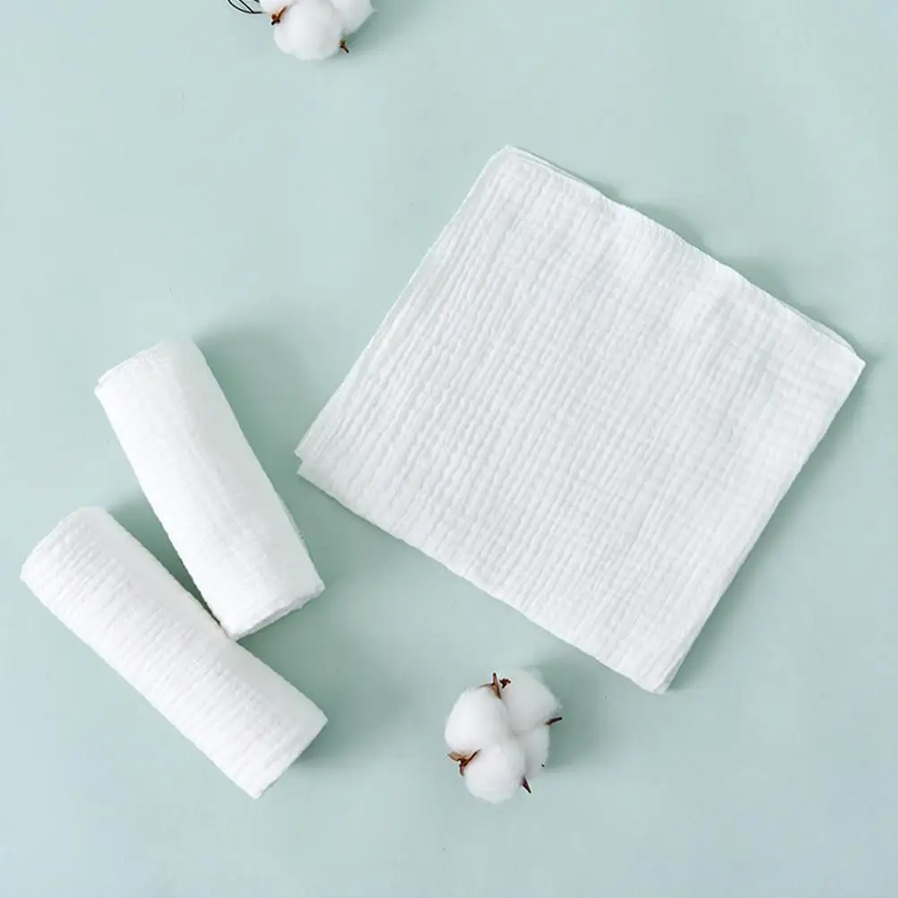8pcs Cotton Clothes White Absorbent Washable Burp Cloths 43x45cm Reusable Cloth Diapers Toddler Baby Muslin