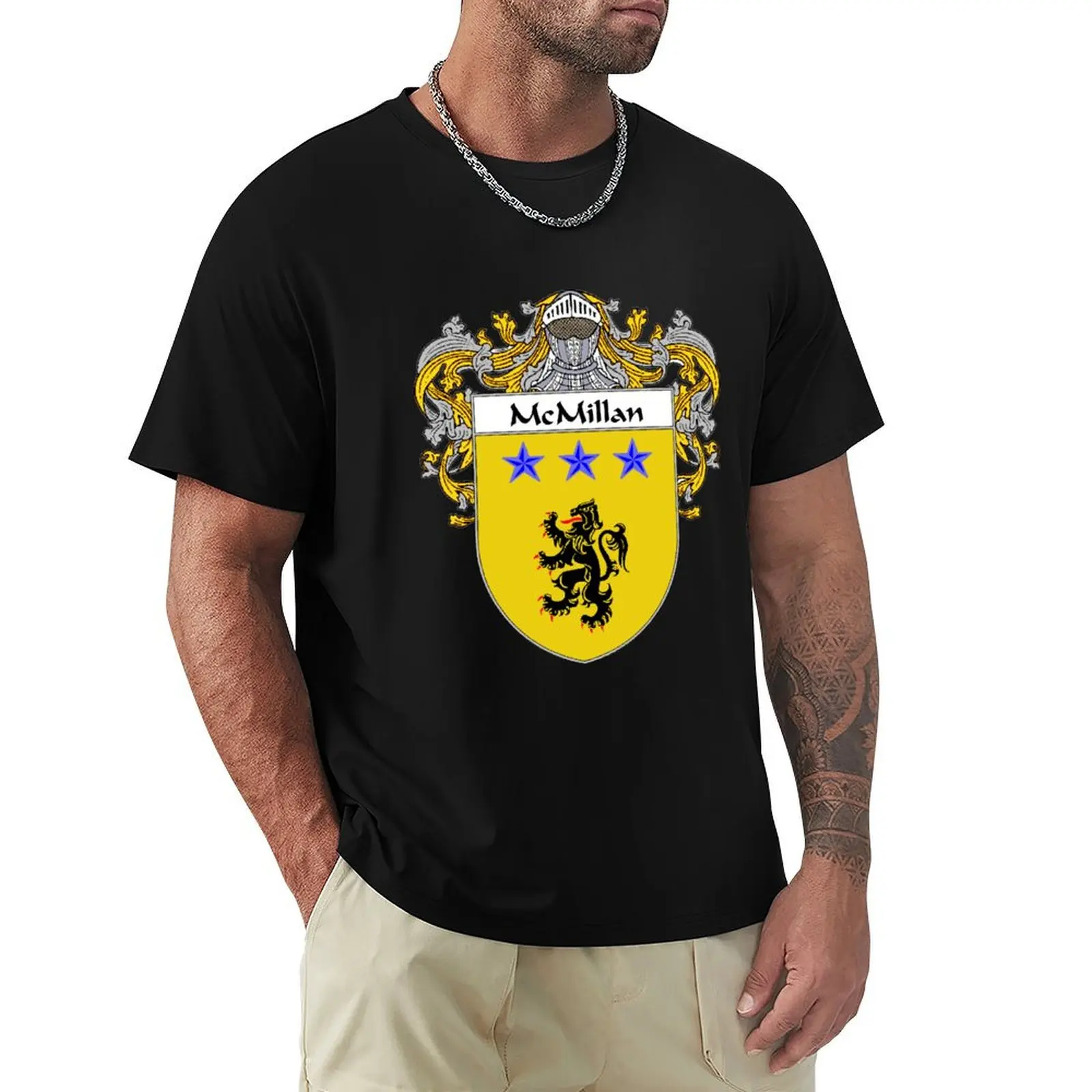 

McMillan Coat of Arms/Family Crest T-Shirt Basic Solid Tee for Daily Use