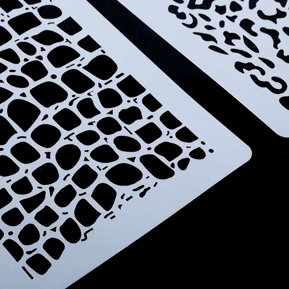 4PCS PVC Cake Stencils Openwork Cutouts Zebra Leopard Pattern Baking Cake Stencils Flat Rectangular Cookie Stencils