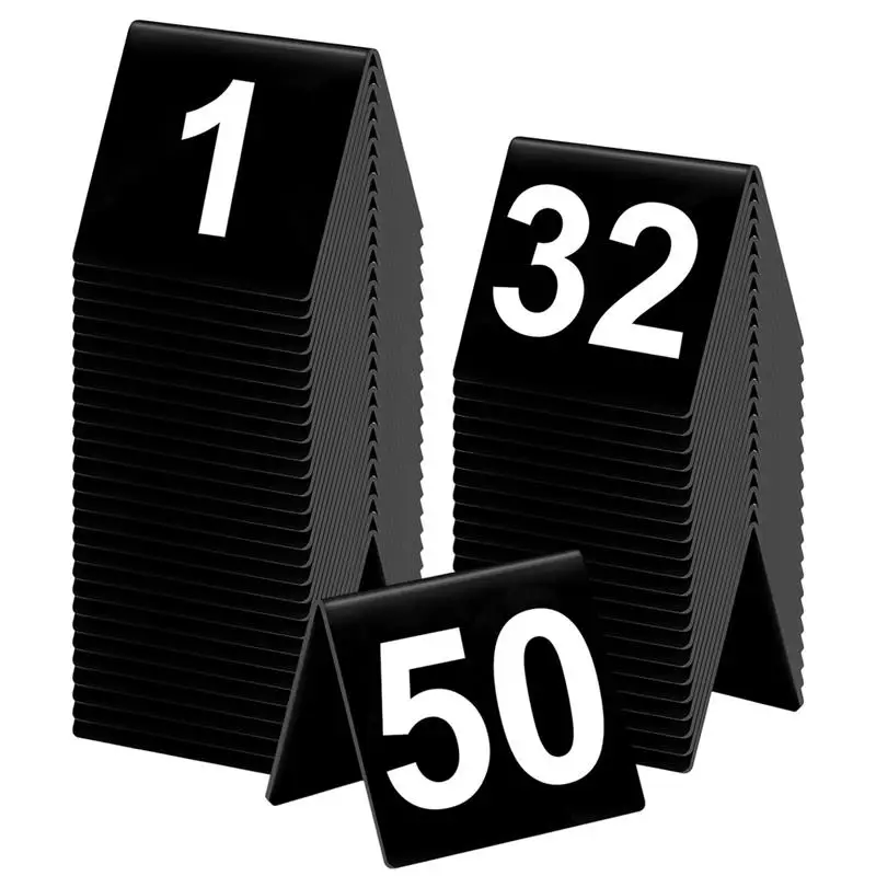 Table Numbers 1 To 50 V-Shaped Black Table Numbers Restaurant Table Tents Tabletop Numbers For Banquets Parties Business Events