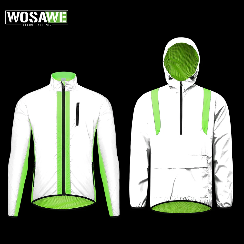 WOSAWE Full Reflective Cycling Jacket Winter Autumn Bicycle Windbreaker Bike Soft Windproof Waterproof Motorbike Jacket Men Coat