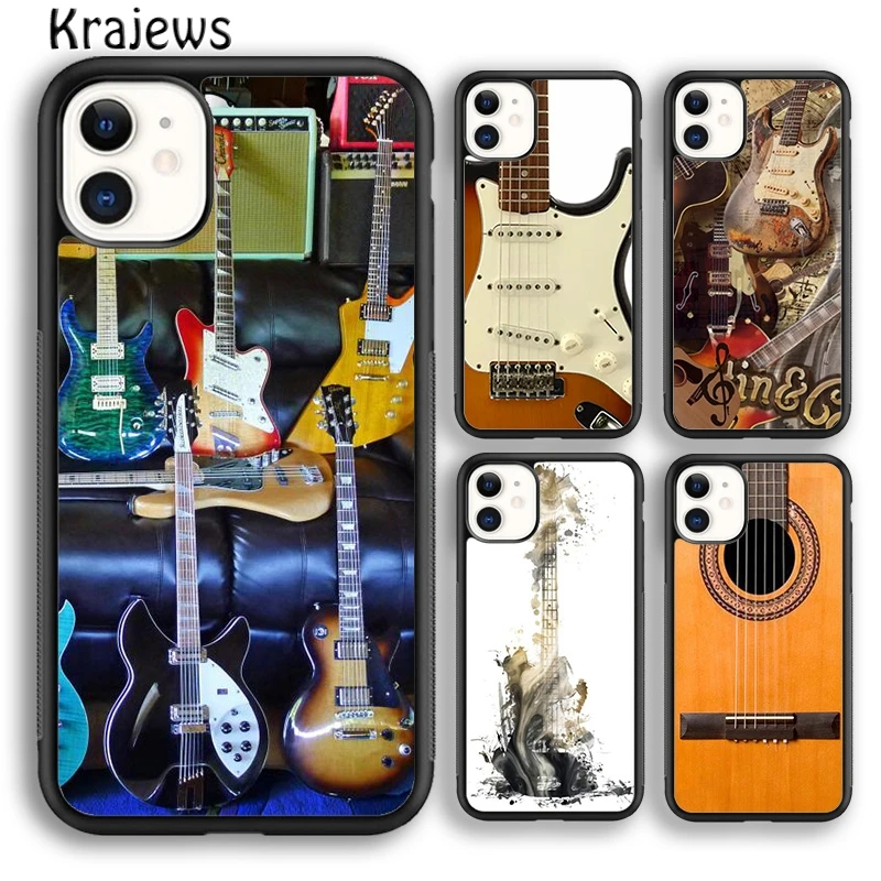 Krajews Guitar Electric Acoustic Instrumen Phone Case Cover For iPhone 16 15 14 plus XS XR 11 12 mini 13 pro max