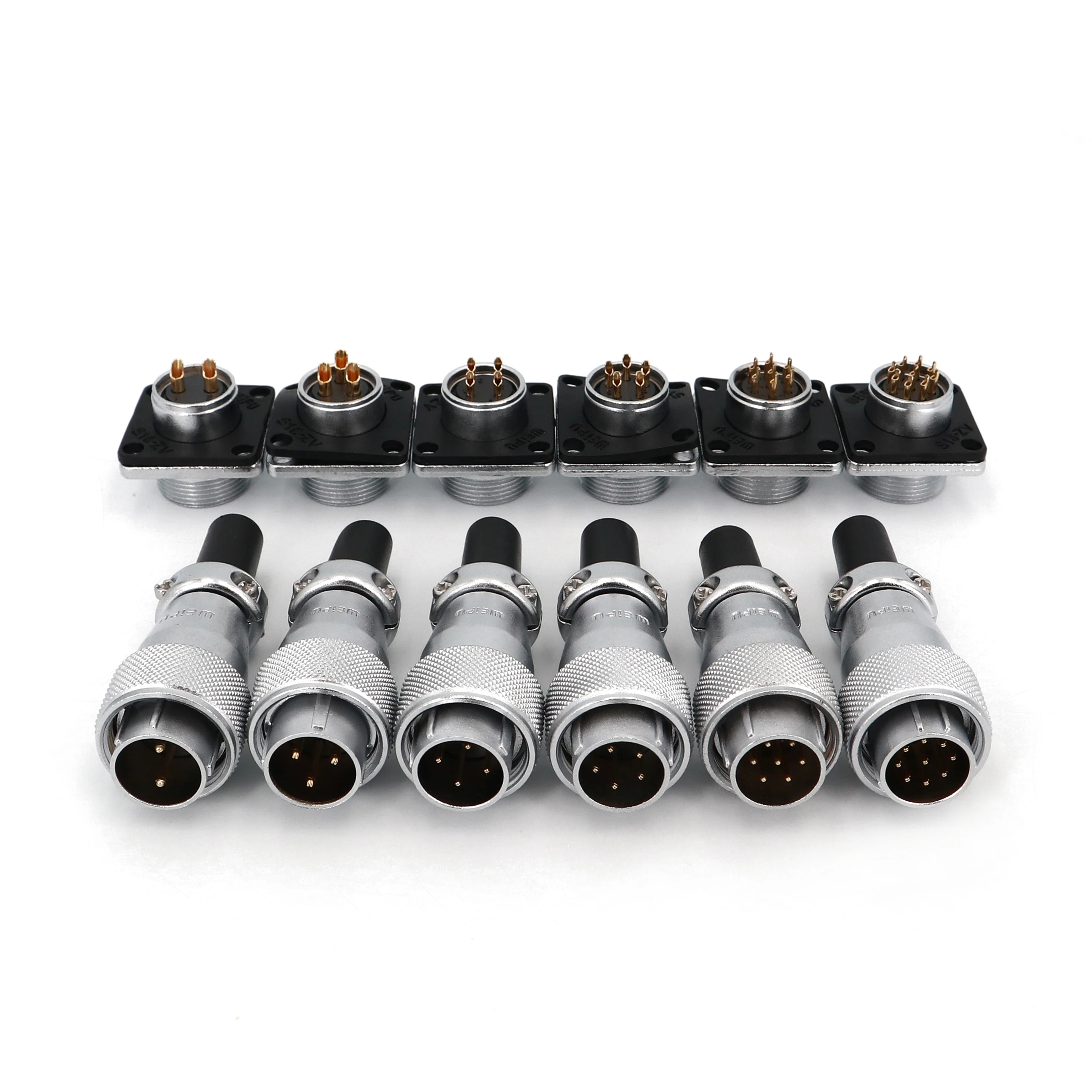 Weipu WS16 Square Flange 16mm Panel Mount 2/3/4/5/7/9 Pin Plug and Socket Metal Aviation Circular Cable Connector