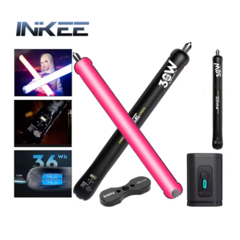 INKEE GCA30C Vollfarbige RGB-Röhrenleuchte 30W 2000k-10000k Aufblasbare Füllbeleuchtung Tragbarer Handgehaltener LED-Lichtstab, Länge 90CM