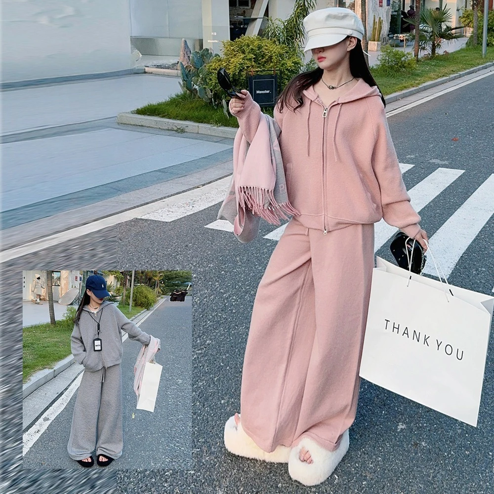 

chic teen girl sweater Set Autumn winter sweater+Knitwear Wide leg pants 2pcs 15 Child suit Cozy Soft Kid Casual Clothes outfits