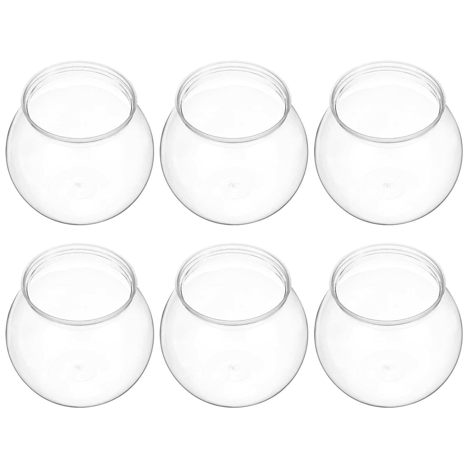

6pcs Round Fish Tank Plastic Bowl Goldfish Clear Bowls Micro Landscape Home Aquarium Desk Vase Plant Pot Lightweight Anti