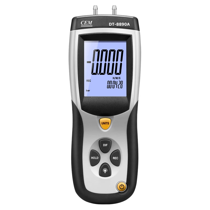 CEM DT-8890 Digital Air Pressure Meter Gauge Differential Pressure Manometer for Room Lab Factory Tube