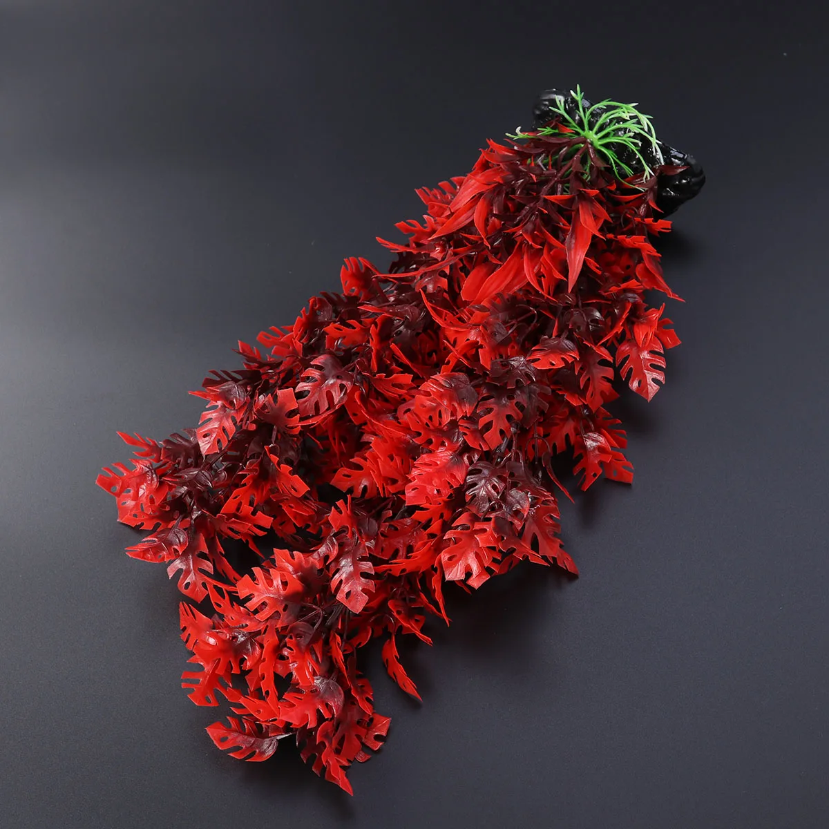 

40Cm Red Leaf Artificial Aquarium Plants Fake Water Grass For Fish Tank Decorations Lifelike Ornament Steady Base No Toxic