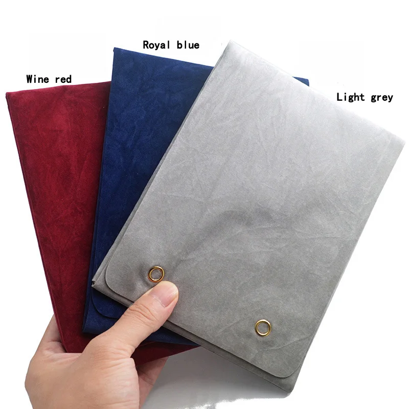 New Velvet Travel Jewelry Organizer Pouch Foldable Necklace Storage Bag with Beige Plush Inner for Jewelry Props Display