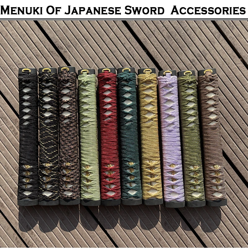 Tsuka-Japanese Samurai Sword Hilt ,Katate Maki Tsukamaki –Katana Handle Wrappings With Real Same,Silk Ito, Wooden Handle