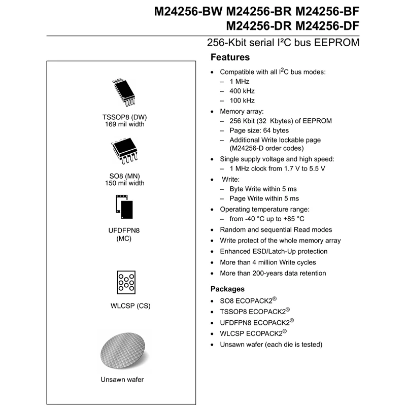 10 pieces of M24256-BWMN6TP 4256BWP SOP-8 memory chips