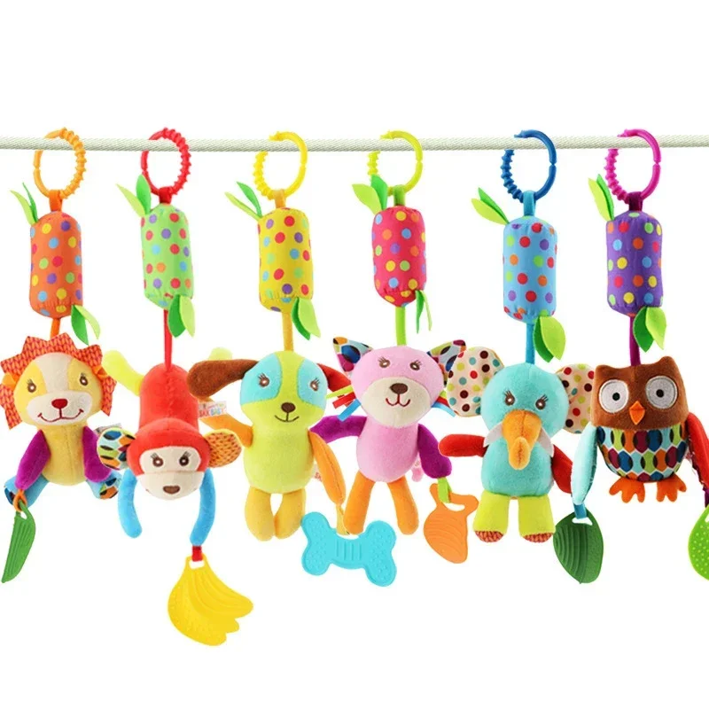 Baby Hanging Rattles Soft Sensory Learning Toy Plush Animals Stroller Infant Car Bed Crib Travel Activity for Babies Toddlers