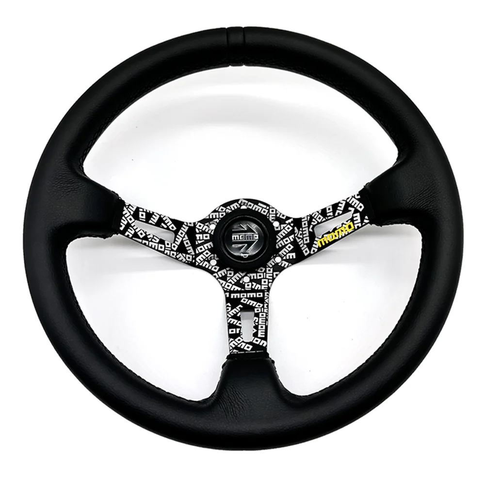 

14Inch Deep Dish MOMO Ultra Steering Wheel Car Rally Racing Real Leather JDM Steering Wheel Volantes For VW HONDA TOYOTA BMW