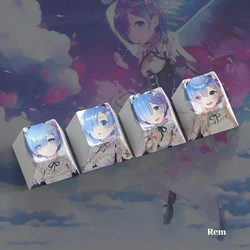 Re:ZERO Rem Ram Keycaps Anime thema keycap 4 toetsen Cherry hoogte PBT Vijfzijdige Thermische Sublimatie Mechanische Toetsenbord Keycaps
