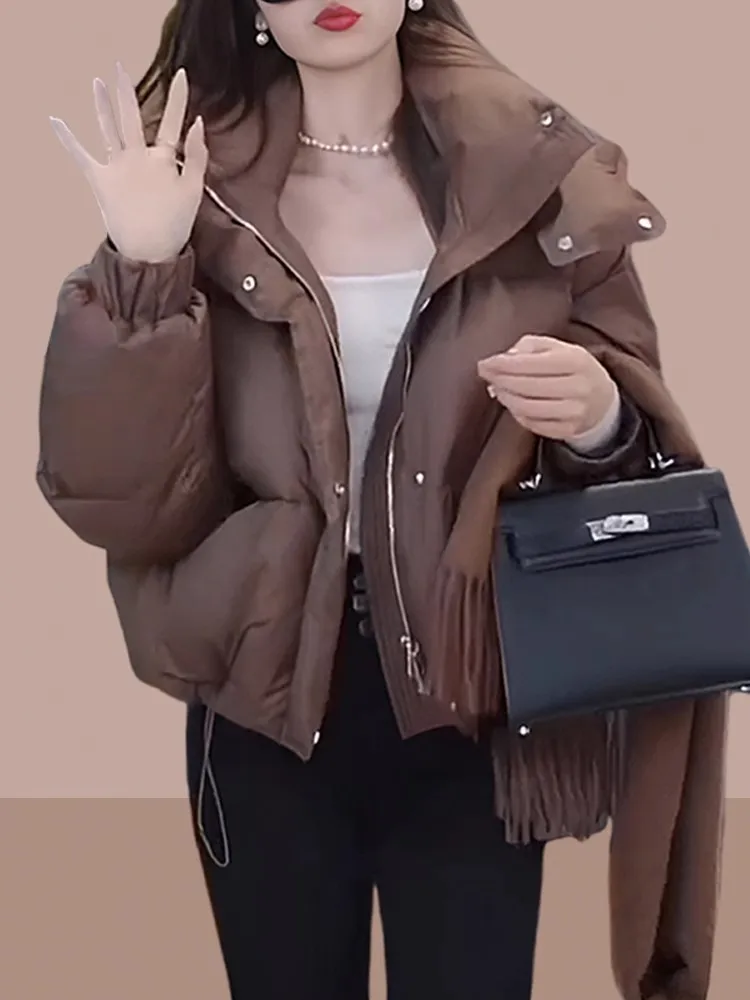

Padded Cotton Jaet Women's Winter Thiened Bread Sle down Filled Coat Loose Fit ort Length Zipper Closure Color