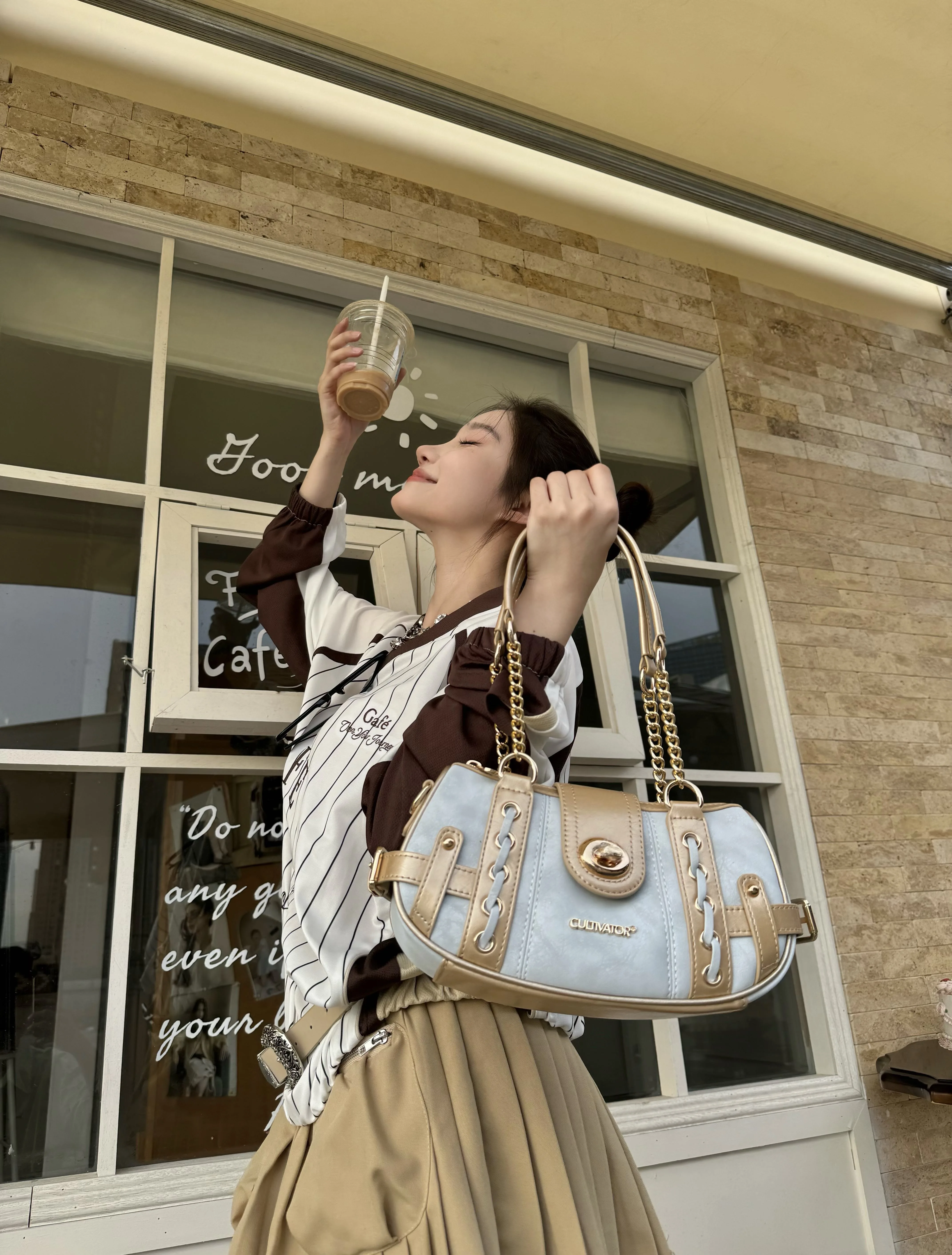 Original niche Millennium Spice Girl splicing chain portable shoulder crossbody armpit bag 2025 summer new