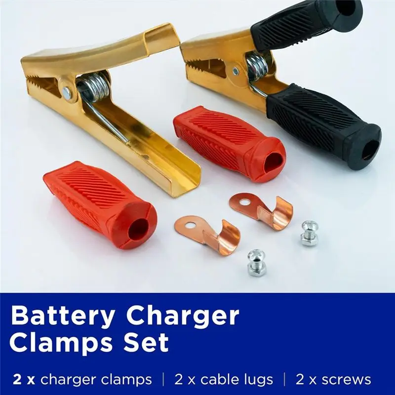 1 Pair Battery Jumper Cable Clamps, Crocodile Clamps, 1000A Pure Brass Cable Wire Clips Suitable For Car Truck Boat-A50M