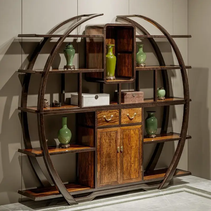 Rack Solid wood Duobao Pavilion New Chinese-style shelf Antique rack Tea display cabinet Study partition