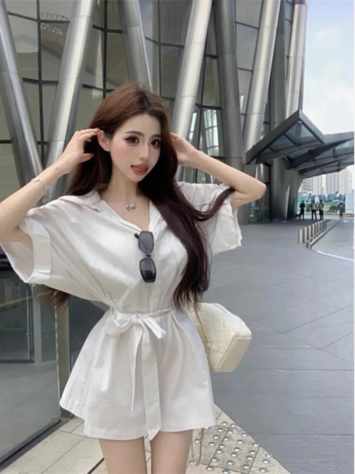 

Ele White Ne ort Sve Summer Wrap Belt Casual Wide Leg Pants High Waist ort Pants Online Exclusive