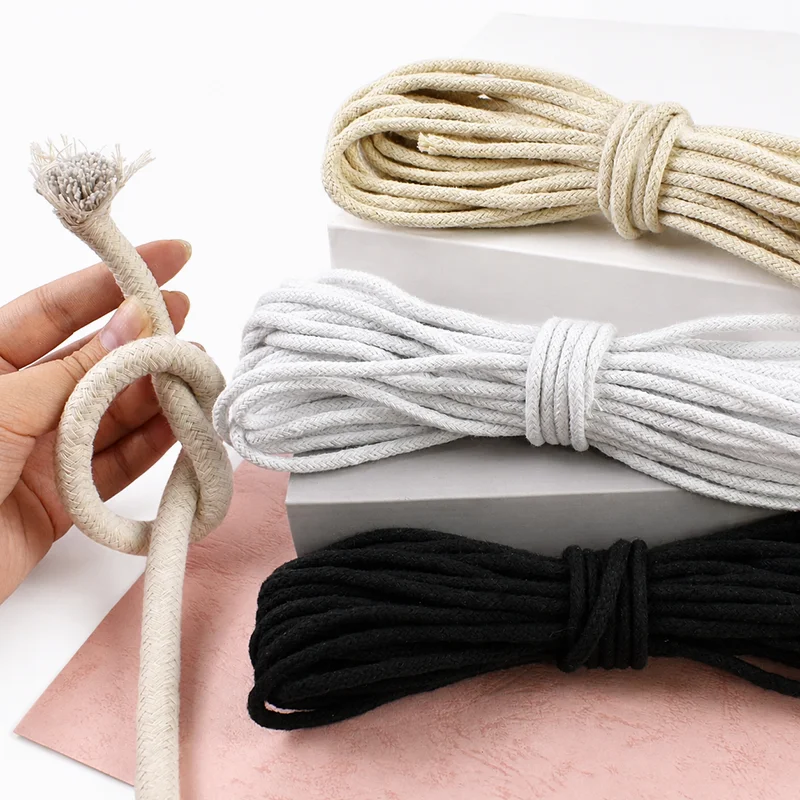 10/20M 4/6/8/10mm 16 Shares Twisted Cotton Cord Solid Core Rope for Home Textile Decoration Macrame Cords DIY Sewing Accessories