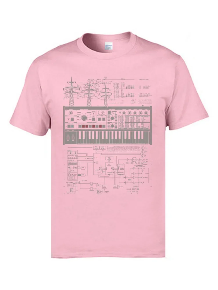 Electron Music Synthesizer Illustration For Men 100%Cotton Music BandClub Keyboard AM lnformal heavyweight style Hotsale outfits