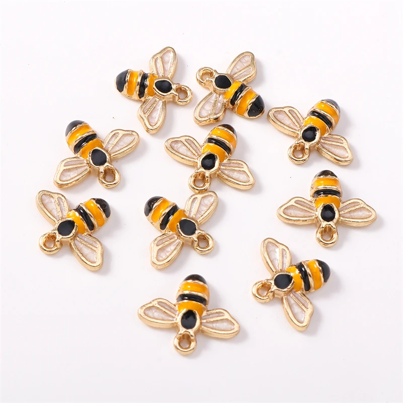 

10pcs 13x11mm Cute Animal Bee Charms Mini Enamel Honeybee Charms Pendants for Jewelry Making Necklaces Earrings DIY Crafts Gifts