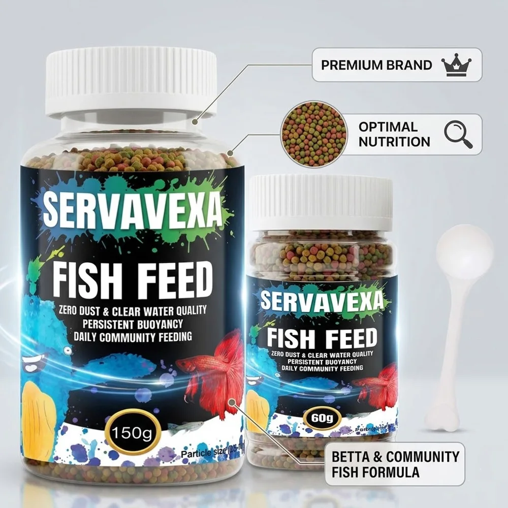 Alimento para Peces Tropicales Pequeños, 60g/150g, Microperlas de 0.5-1.5mm, Agua Clara, Cero Polvo, Nutrición para Acuarios, para Guppys, Tetras y Bettas