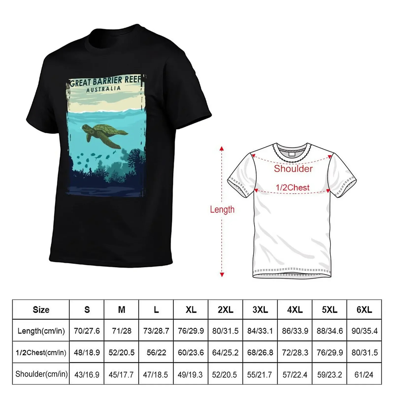 Great Barrier Reef Australia Queensland Vintage Travel Poster T-Shirt vintage anime shirt plain shirts men graphic