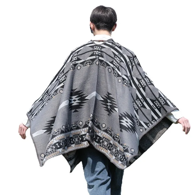 Autumn Winter New Cape Shawl Warm Men's Hot Selling Split Cape Travel Driving Multi-purpose take photo Poncho Cloak Gift P4