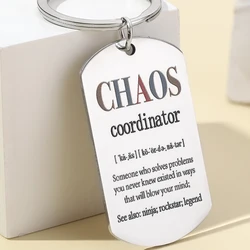 1Pc Spanish Chaos coordinator colored stainless steel keychain for colleagues and daily gifts for the boss