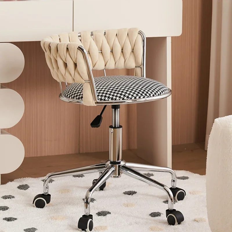 Taburete de manicura con respaldo giratorio, silla de Bar para sala de estar, vestidor ligero de lujo para dormitorio, taburete de ocio para balcón del hogar