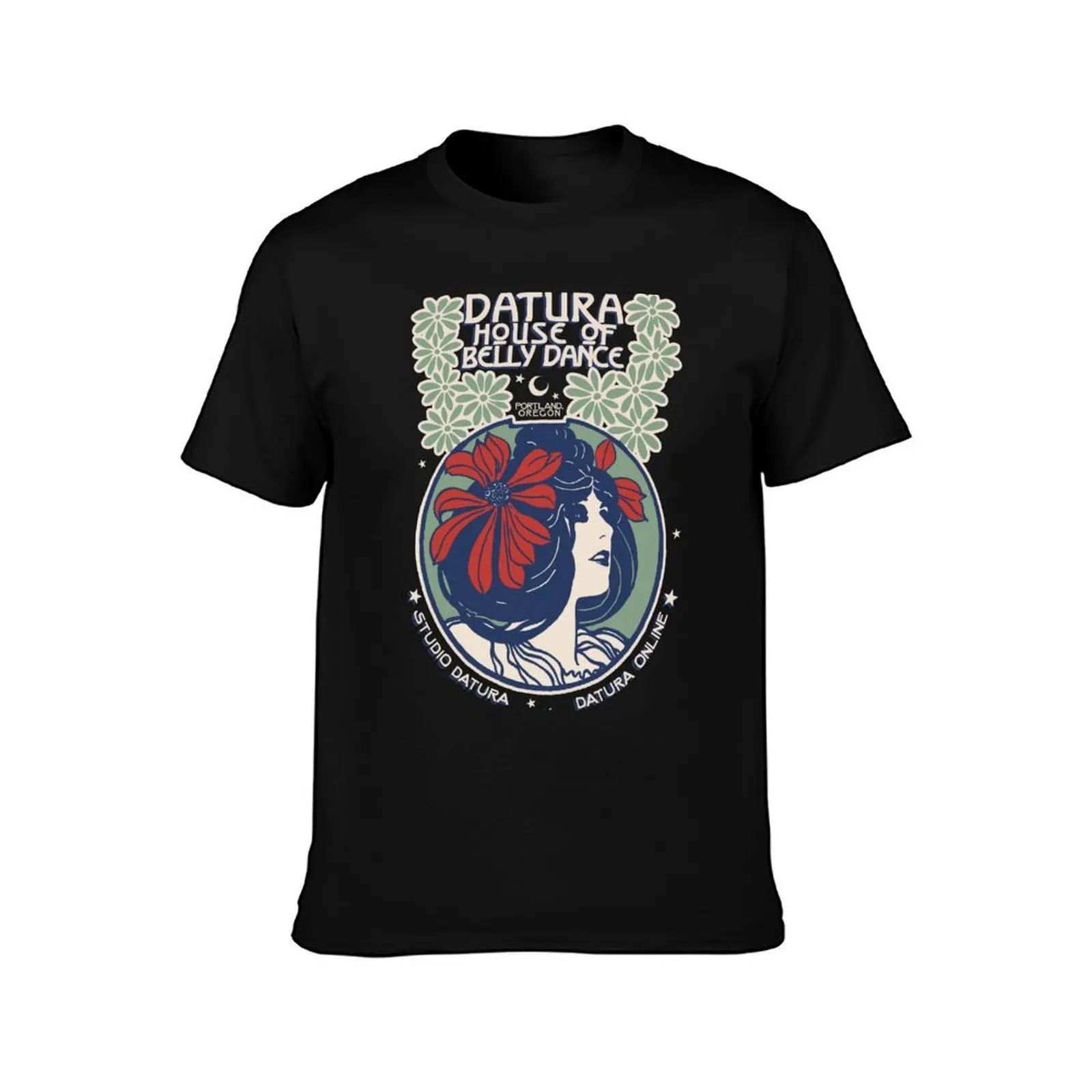 Datura: Stile Floreale Red T-Shirt, Summer Casual Cotton Tee, Oversized Streetwear Tops, Vintage Graphic Print, Unisex Men Women