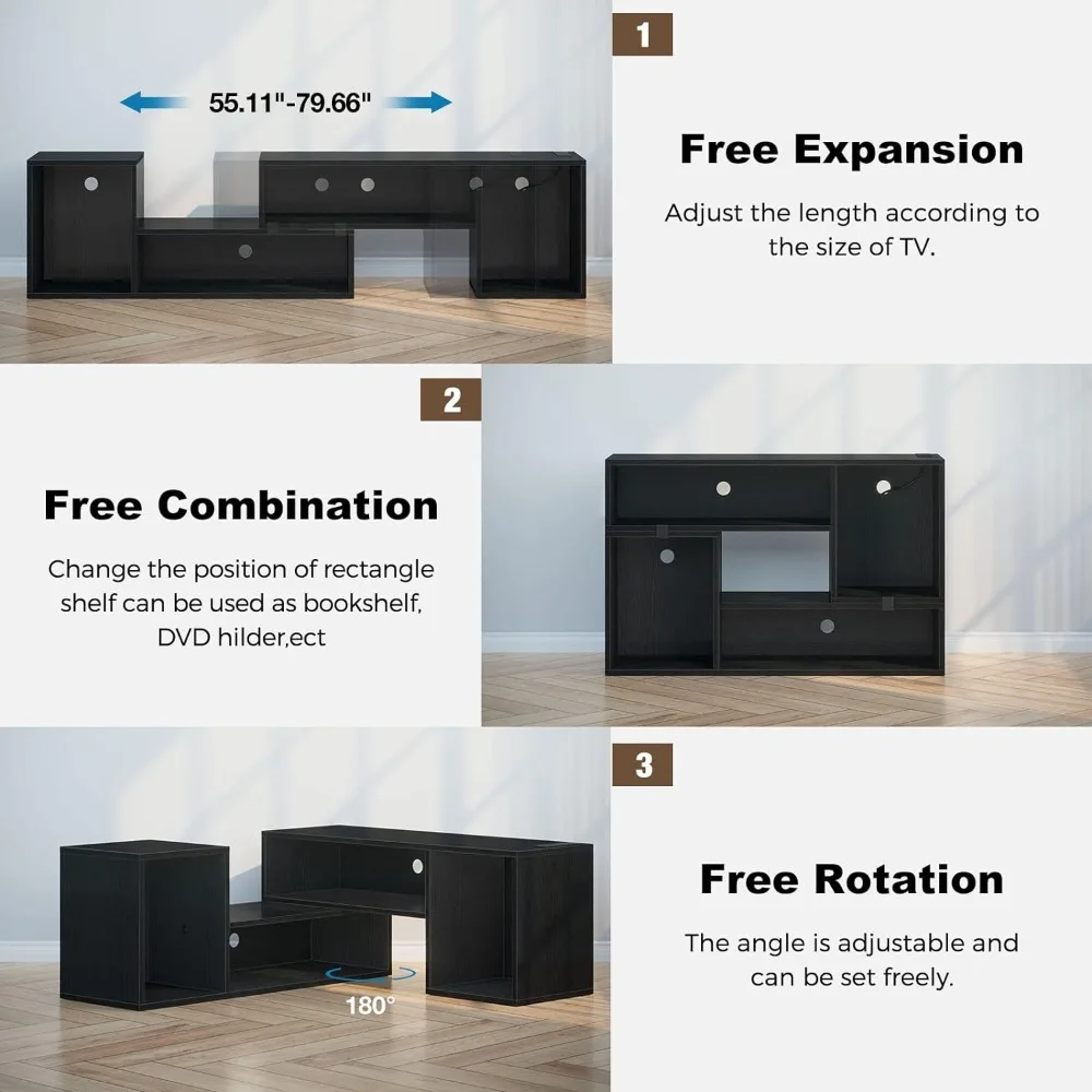 Black Stand Tv Unit for Living Room Sofas Modern Entertainment Center for 45/50/55/60/65/70 Inch TVs Furnitures Furniture Shelf