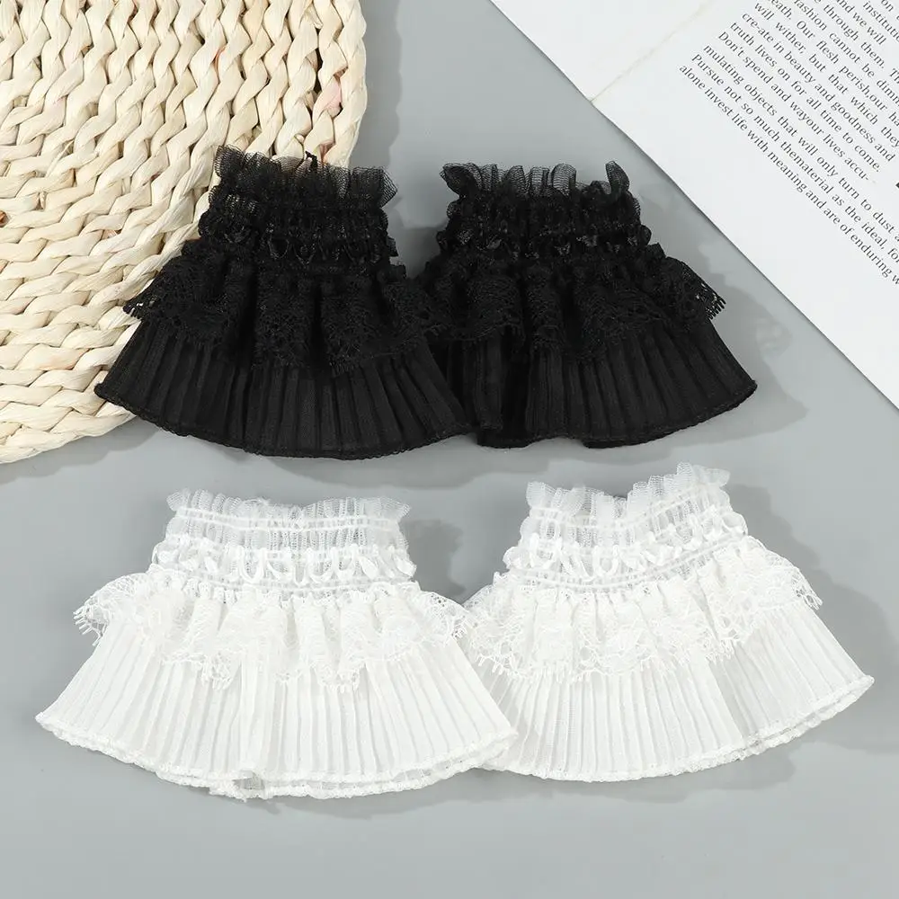 1Pair Sun Protection Scar Cover Sweater Decorative Arm Cover Lace Cuffs Ruffles Elbow Sleeve Fake Sleeve Detachable Sleeve Cuffs